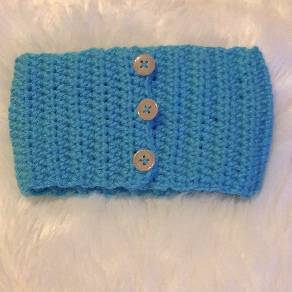 Hand knitted blue cute ear warmer head band NWOT